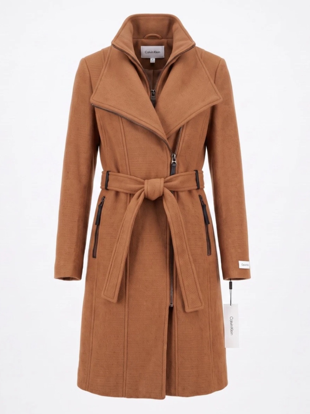 Calvin Klein Women's Camel Brown Belted Trench Coat